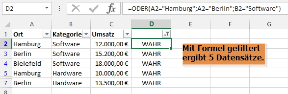 excel filterformel