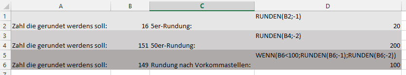 Rundungen in 5er Schritten